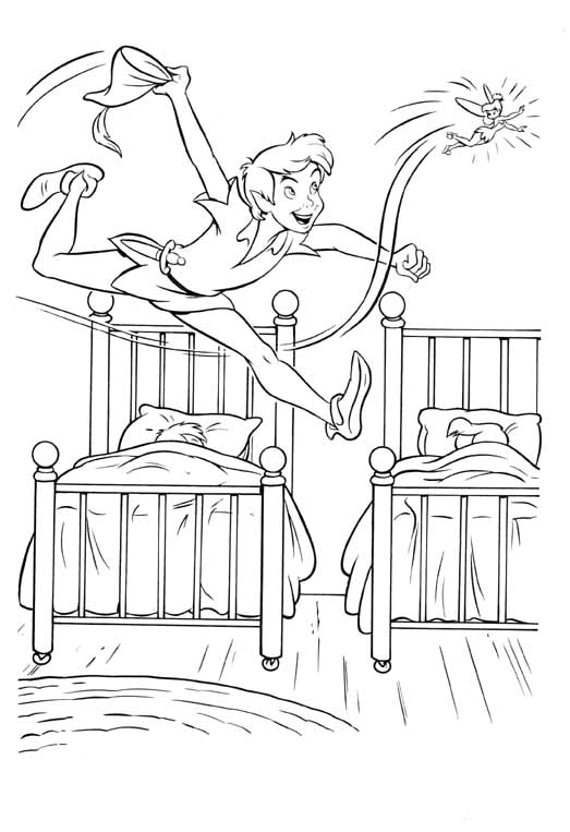 coloriage peter pan essaye d attraper la fee clochette